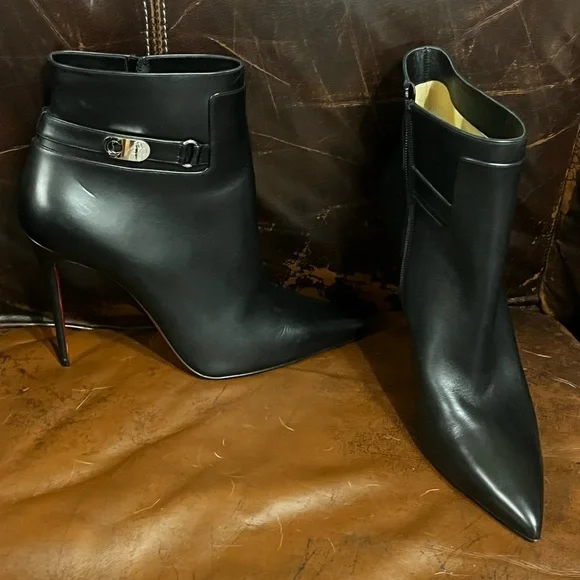 New Christian Louboutin Lock So Kate Leather 100 Sexy Booties DAMAGED ZIPPER 42 - Picture 2 of 15